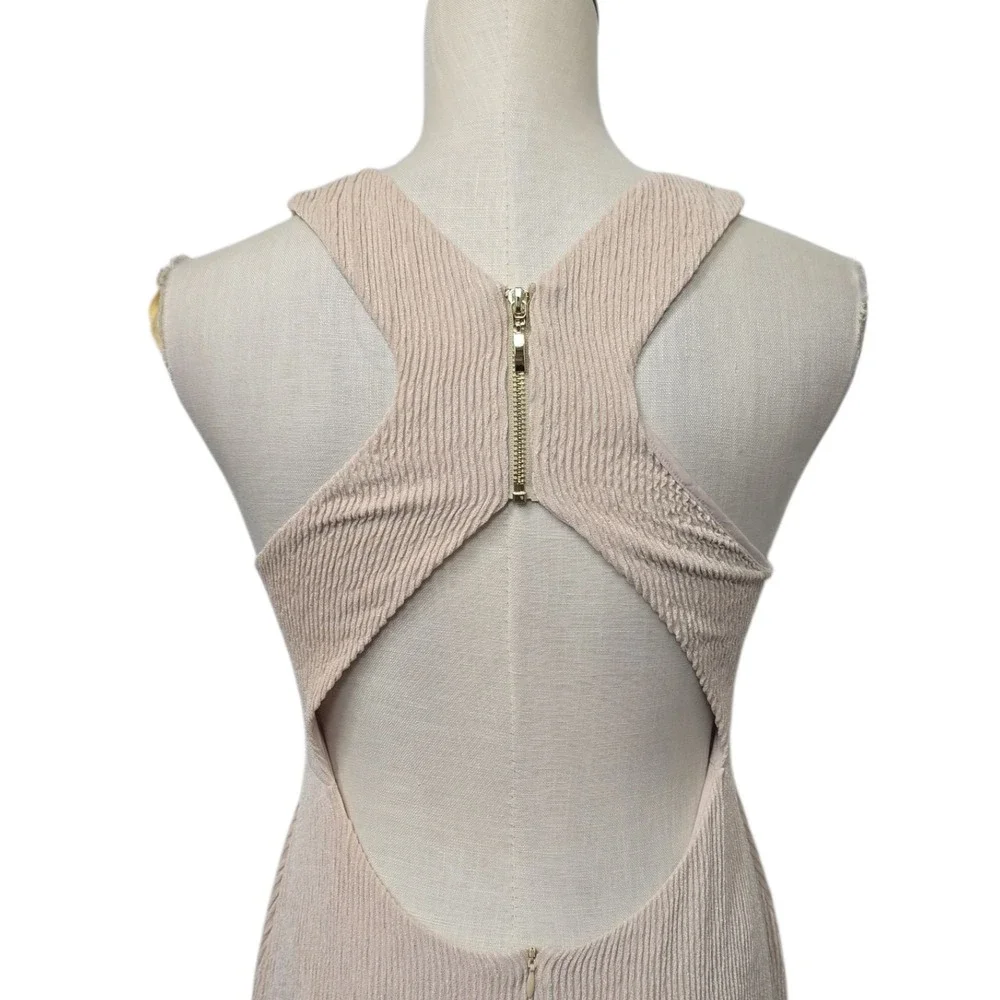 NWT Revolve Rumer Rosa Maxi Dress Pastel Pink Sleeveless Ribbed Side Slit Medium